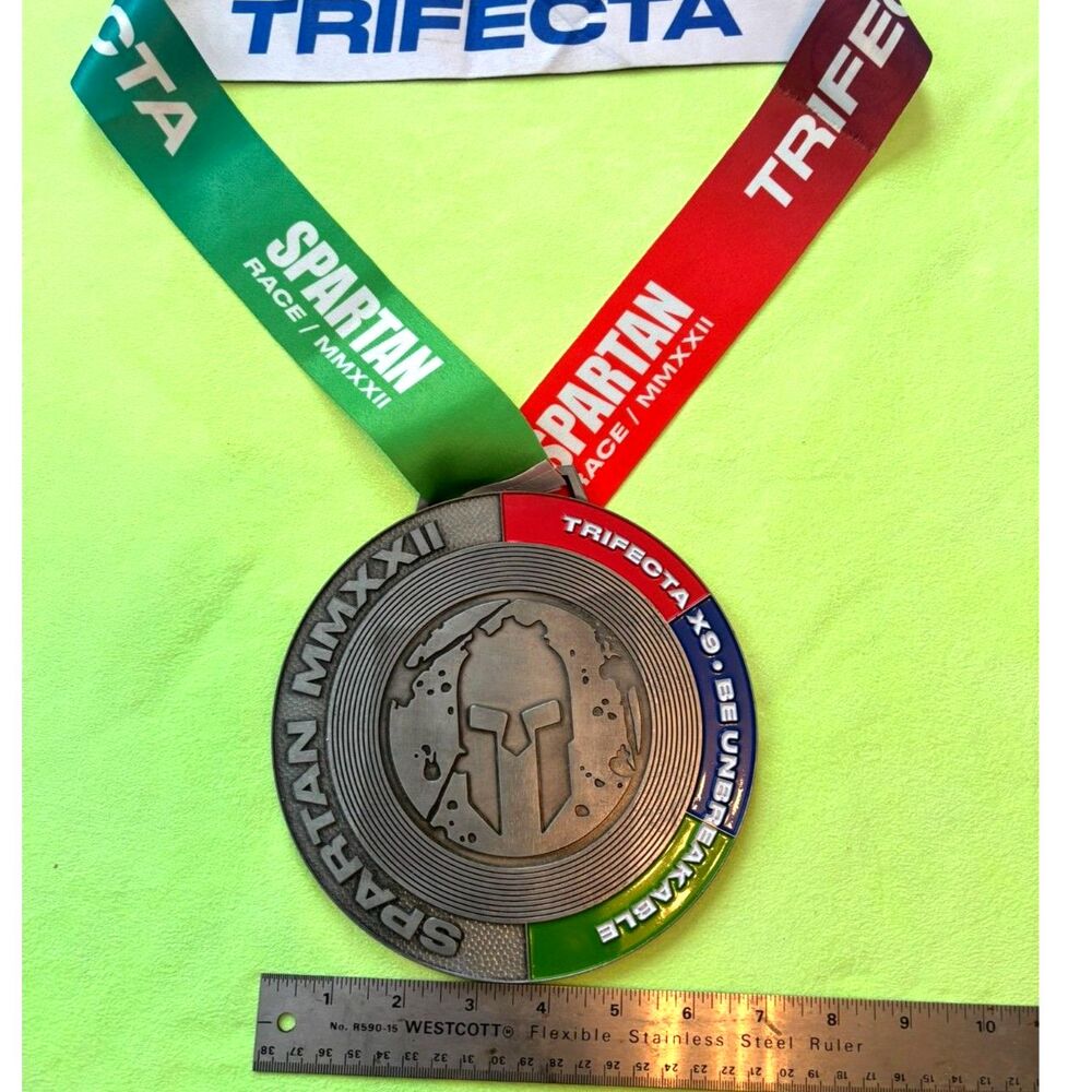 2022 Spartan Trifecta X9 Multi-Trifecta Medal with Original Ribbon MMXXII